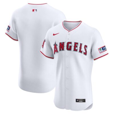 Los Angeles Angels Home Elite Patch Jersey - White