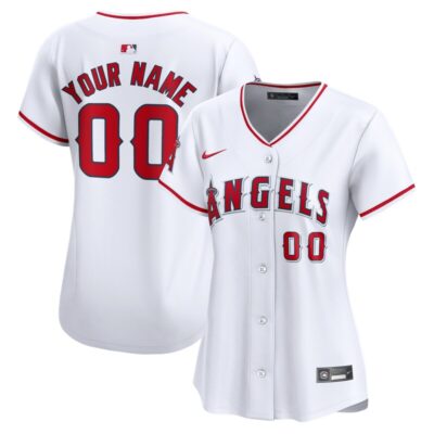 Los Angeles Angels Women Home Limited Custom Jersey - White