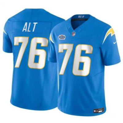 Los Angeles Chargers #76 Joe Alt Light Blue 2024 With Dradt Patch Vapor Limited Football Stitched Jersey