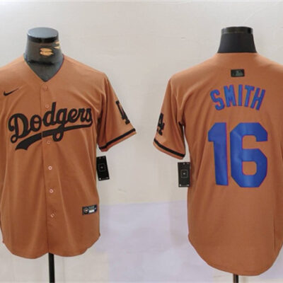 Los Angeles Dodgers #16 Will Smith Brown Cool Base Stitched Baseball Jersey