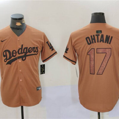 Los Angeles Dodgers #17 Shohei Ohtani Brown Cool Base Stitched Baseball Jersey