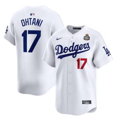 Los Angeles Dodgers #17 Shohei Ohtani White 2024 World Series Home Limited Stitched Baseball Jersey