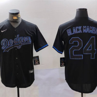 Los Angeles Dodgers #24 Black MambaBlack Cool Base Stitched Baseball Jersey