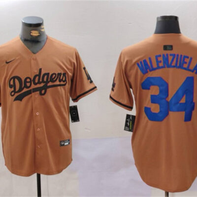 Los Angeles Dodgers #34 Toro Valenzuela Brown Cool Base Stitched Baseball Jersey