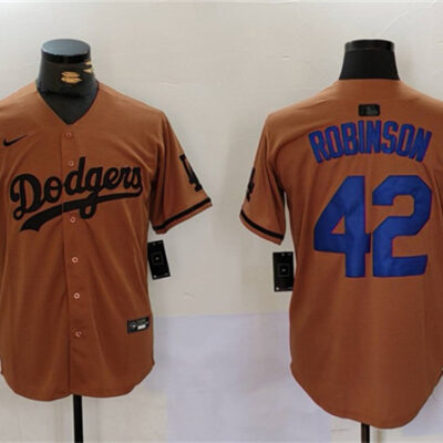 Los Angeles Dodgers #42 Jackie Robinson Brown Cool Base Stitched Baseball Jersey