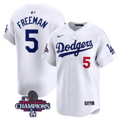 Los Angeles Dodgers #5 Freddie Freeman White 2024 World Series Champions Home Limited Stitched Baseball Jersey