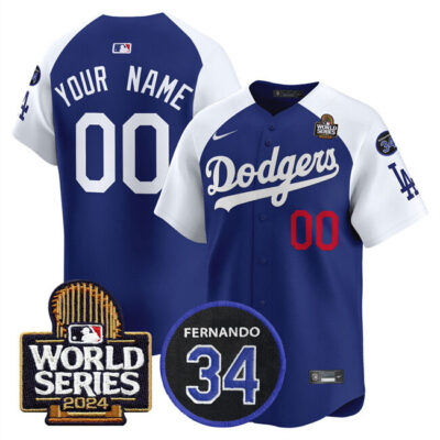 Los Angeles Dodgers ACTIVE PLAYER Custom Royal/White 2024 World Series With Fernando Memorial Patch Limited Stitched Baseball Jersey