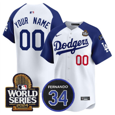 Los Angeles Dodgers ACTIVE PLAYER Custom White/Royal 2024 World Series With Fernando Memorial Patch Limited Stitched Baseball Jersey