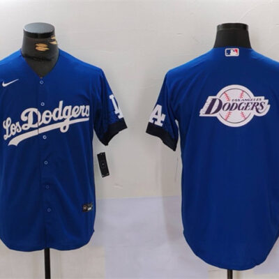Los Angeles Dodgers Blue Team Big Logo City Connect Cool Base Stitched Baseball Jersey