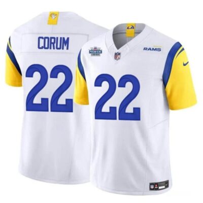 Los Angeles Rams #22 Blake Corum White 2024 With Dradt Patch F.U.S.E Vapor Untouchable Football Stitched Jersey