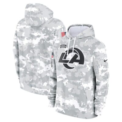 Los Angeles Rams Youth 2024 Salute To Service Pullover Hoodie - White/Gray