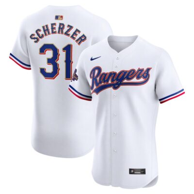 Max Scherzer Texas Rangers 2024 Gold Collection Elite Player Jersey - White