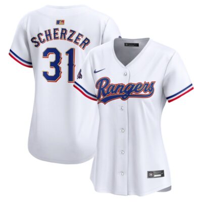 Max Scherzer Texas Rangers Women 2024 Gold Collection Limited Player Jersey - White