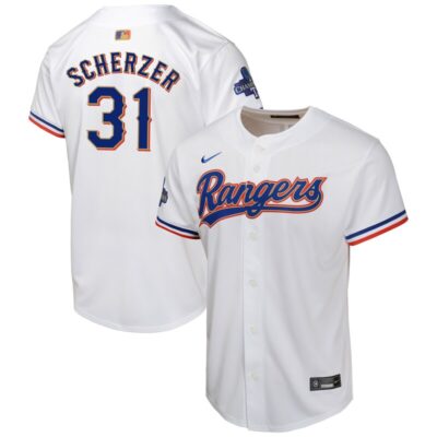 Max Scherzer Texas Rangers Youth 2024 Gold Collection Limited Player Jersey - White