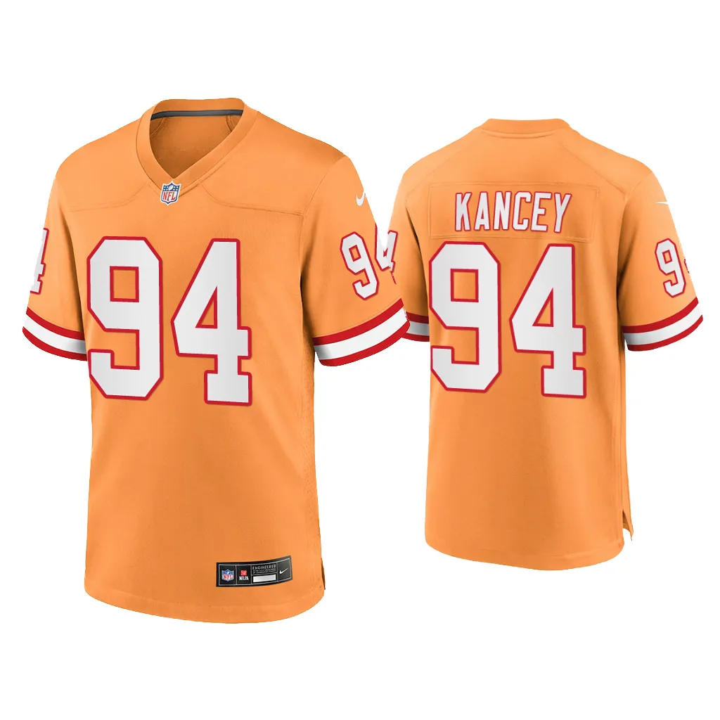 Men Calijah Kancey Tampa Bay Buccaneers Orange Throwback Game Jersey