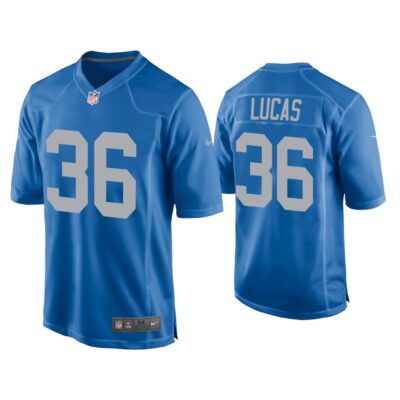 Men Chase Lucas Detroit Lions Blue Throwback Game Jersey
