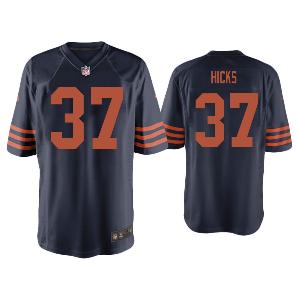 Men Elijah Hicks Chicago Bears Navy Throwback Game Jersey
