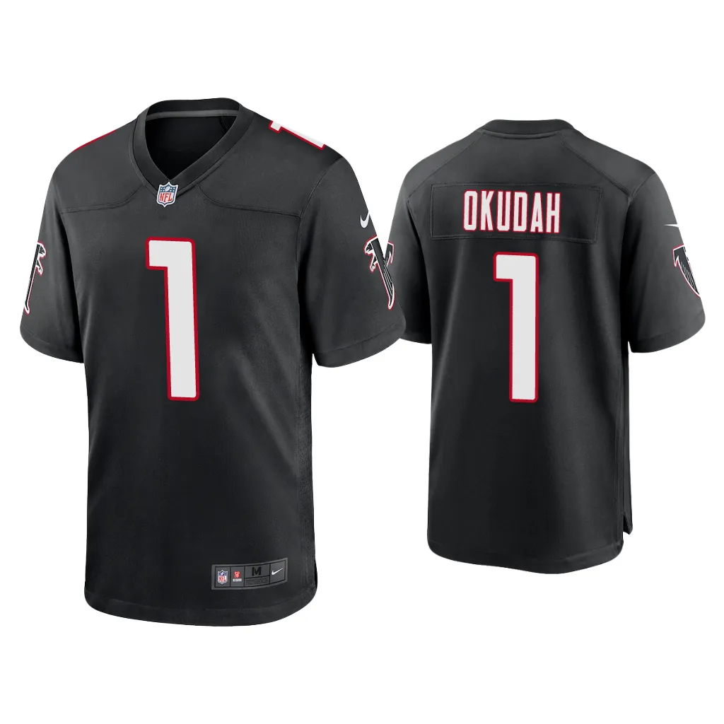 Men Jeff Okudah Atlanta Falcons Black Throwback Game Jersey