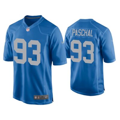 Men Josh Paschal Detroit Lions Blue Throwback Game Jersey