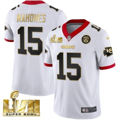 Men Kansas City Chiefs Super Bowl LVII Gold Trim Vapor Jersey