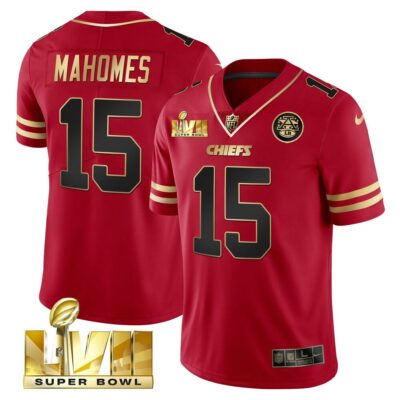 Men Kansas City Chiefs Super Bowl LVII Red Gold Vapor Jersey
