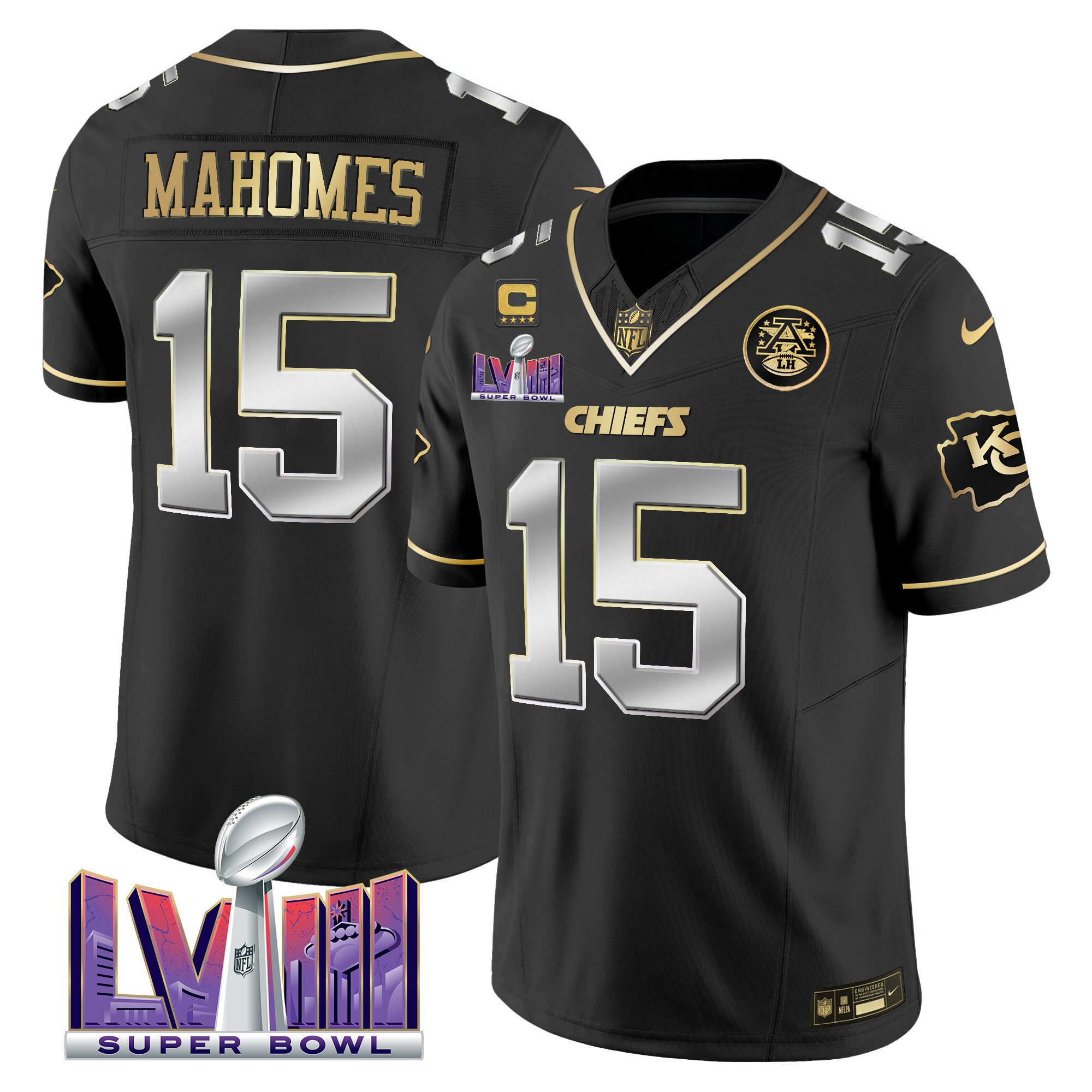 Men Kansas City Chiefs Super Bowl LVIII Patch Vapor Jersey