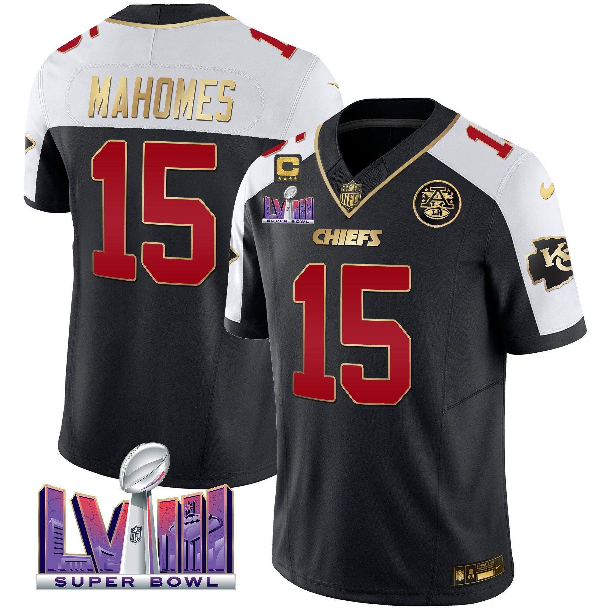 Men Kansas City Chiefs Super Bowl LVIII Patch Vapor Jersey