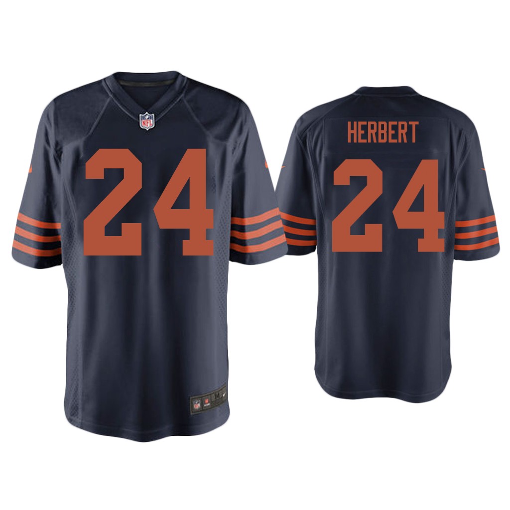 Men Khalil Herbert Chicago Bears Navy Throwback Game Jersey