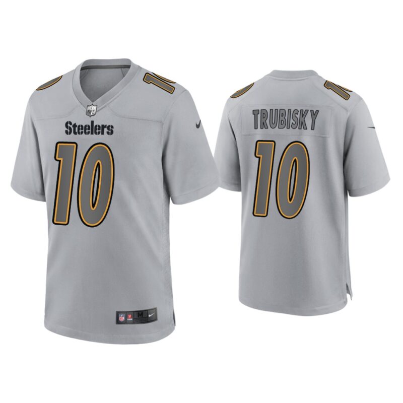 Men Mitchell Trubisky Pittsburgh Steelers Gray Atmosphere Fashion Game Jersey