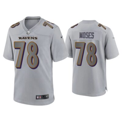 Men Morgan Moses Baltimore Ravens Gray Atmosphere Fashion Game Jersey