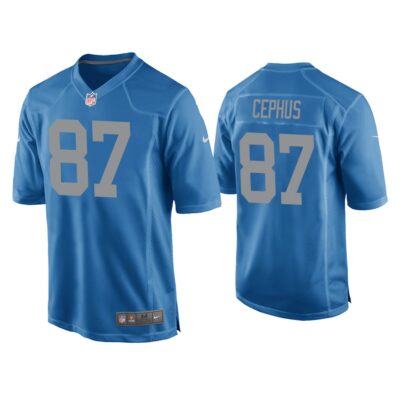 Men Quintez Cephus Detroit Lions Blue Throwback Game Jersey