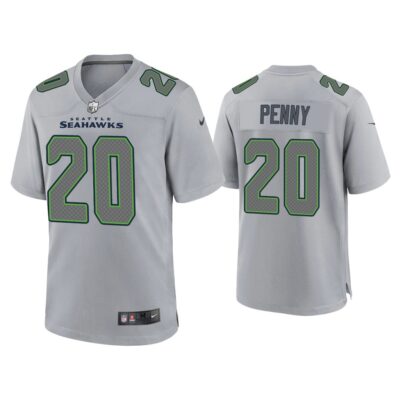 Men Rashaad Penny Seattle Seahawks Gray Atmosphere Fashion Game Jersey