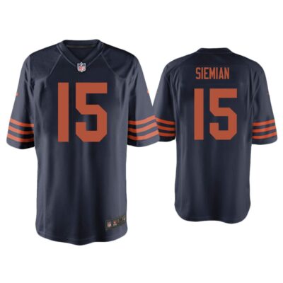 Men Trevor Siemian Chicago Bears Navy Throwback Game Jersey