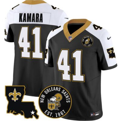 Men's New Orleans Saints #41 Alvin Kamara Black F.U.S.E. EST. 1967 Patch Vapor Football Stitched Jersey