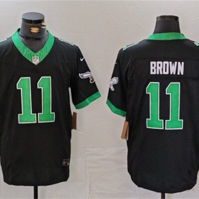 Men's Philadelphia Eagles #11 A. J. Brown Black F.U.S.E. Vapor Untouchable Football Stitched Jersey