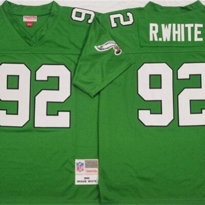 Men's Philadelphia Eagles #92 Reggie White Kelly Green Throwback Football Stitched Jersey