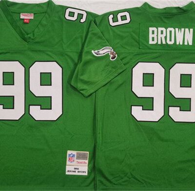 Men's Philadelphia Eagles #99 Jerome Brown Kelly Green Throwback Football Stitched Jersey