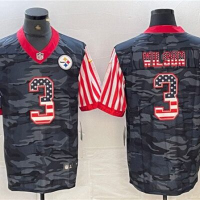 Men's Pittsburgh Steelers #3 Russell Wilson Camo USA Flag Limited Stitched Jersey