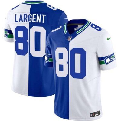 Men's Seattle Seahawks #80 Steve Largent Royal/White Split F.U.S.E. Vapor Throwback Limited Football Stitched Jersey