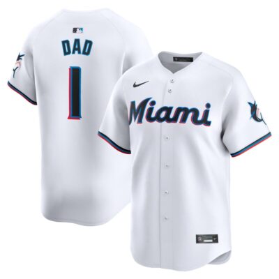 Miami Marlins #1 Dad Home Limited Jersey - White