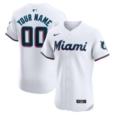 Miami Marlins Home Elite Custom Jersey - White