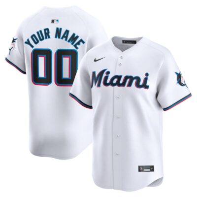 Miami Marlins Home Limited Custom Jersey - White