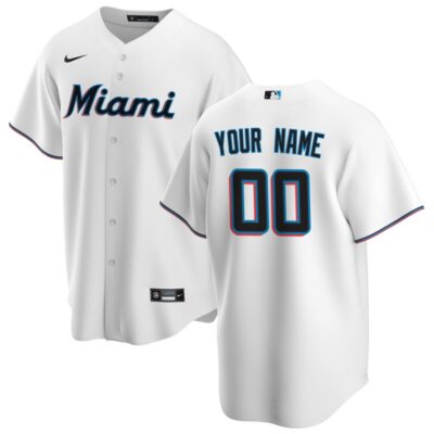 Miami Marlins Home Replica Custom Jersey - White