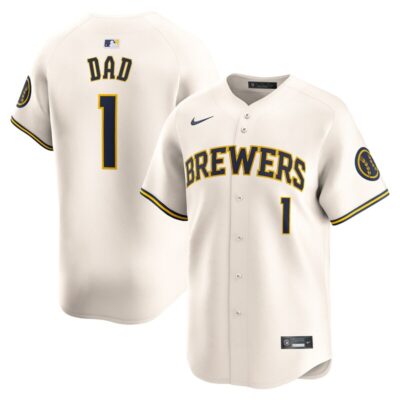 Milwaukee Brewers #1 Dad Home Limited Jersey - Cream