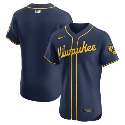 Milwaukee Brewers Alternate Vapor Premier Elite Patch Jersey - Navy