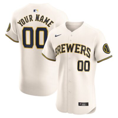 Milwaukee Brewers Home Elite Custom Jersey - Cream