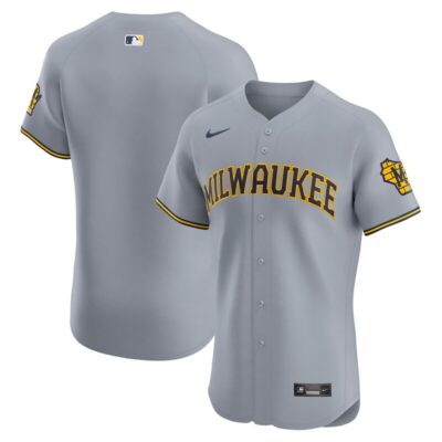 Milwaukee Brewers Road Vapor Premier Elite Patch Jersey - Gray