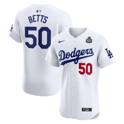 Mookie Betts Los Angeles Dodgers 2024 World Series Home Elite Player Jersey - White