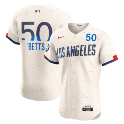 Mookie Betts Los Angeles Dodgers City Connect Elite Player Jersey - Cream