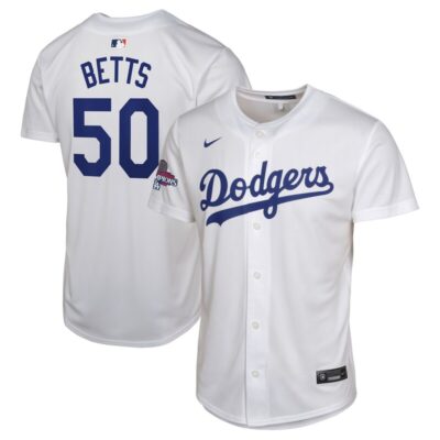Mookie Betts Los Angeles Dodgers Youth 2024 World Series Champions Home Game Player Jersey - White